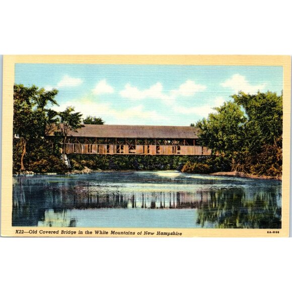 Postcard Old Covered Bridge in White mountains New Hampshire - Picture 1 of 2